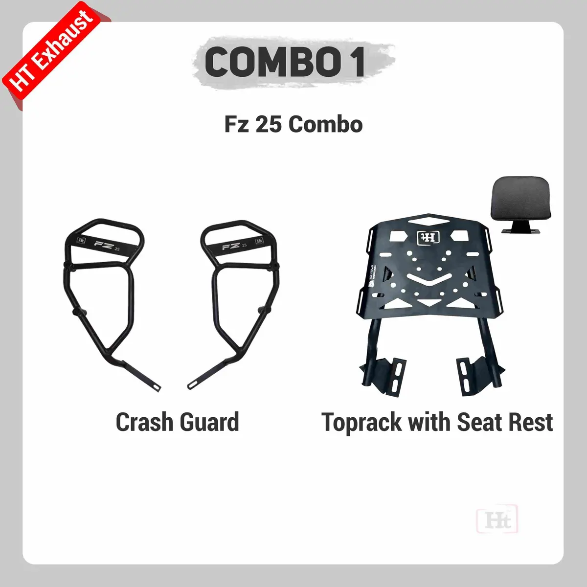 Combo 1 Fz 25 Crash Guard + Top Rack With Seat – Ht Exhaust 1