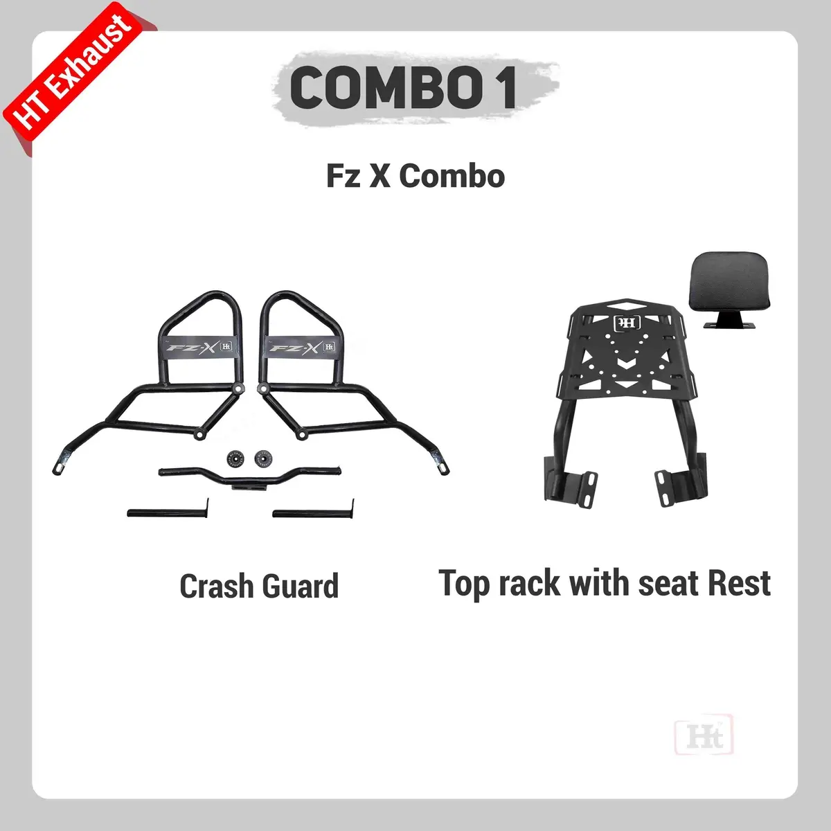 Combo 1 Fz X Crash Guard + Top Rack With Seatrest – Ht Exhaust 1