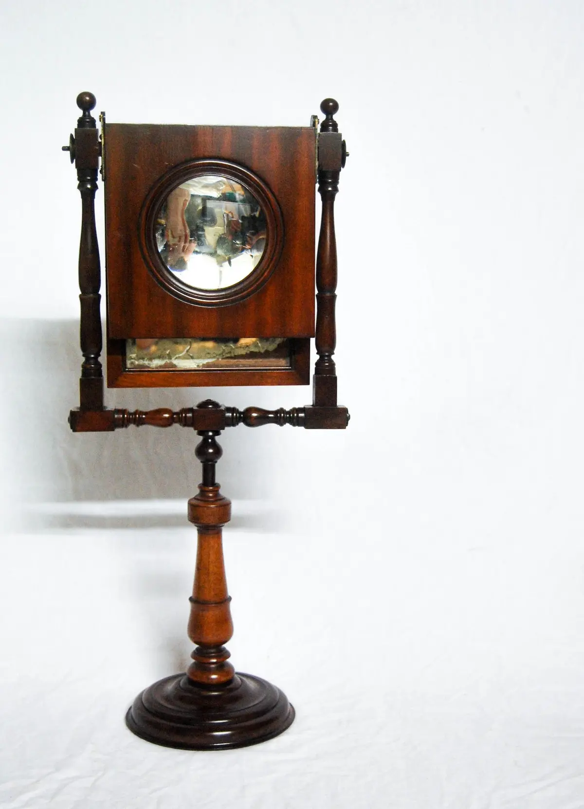 Large Georgian Mahogany Zograscope Optical Viewer With Turned Base & Struts 1