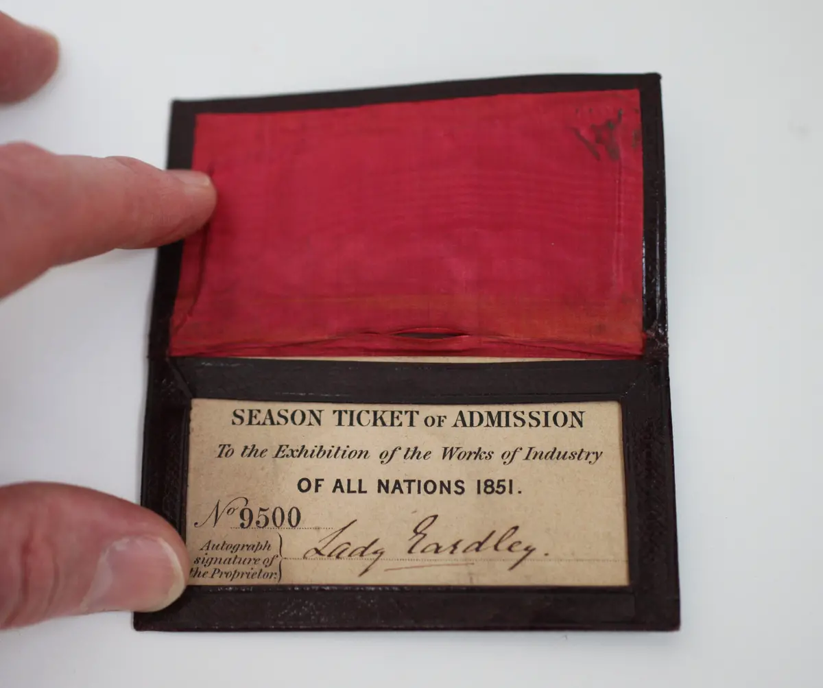 Lady Eardley's Great Exhibition Season Ticket In Original Morocco Leather Wallet 1