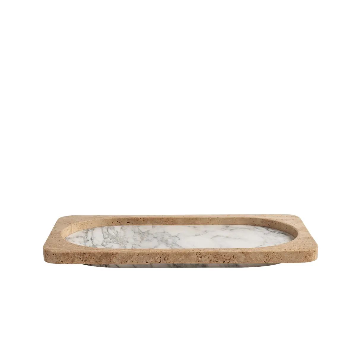 Greg Natale | Caldera Tray | Travertine + Arabescato 1