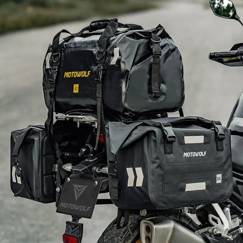 Motowolf Hypertour Mdl0720 | 1 Pair | Waterproof Motorcycle Saddle Bags | 30 Litres *2 Side | Side Bags For Motorbike Travel - Black 1