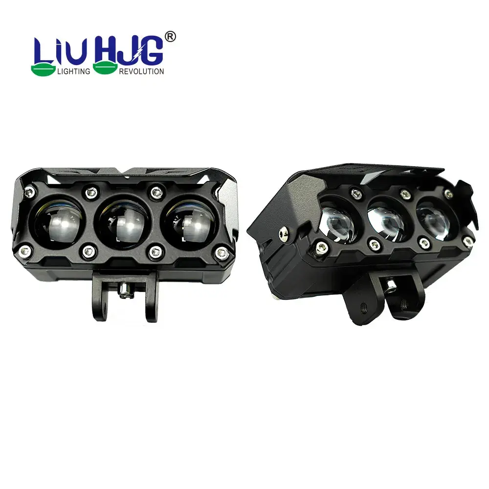Liu Hjg Triple Shot 60W Led Dual Intensity Fog Light With Dual Button Wiring Harness White Amber 1