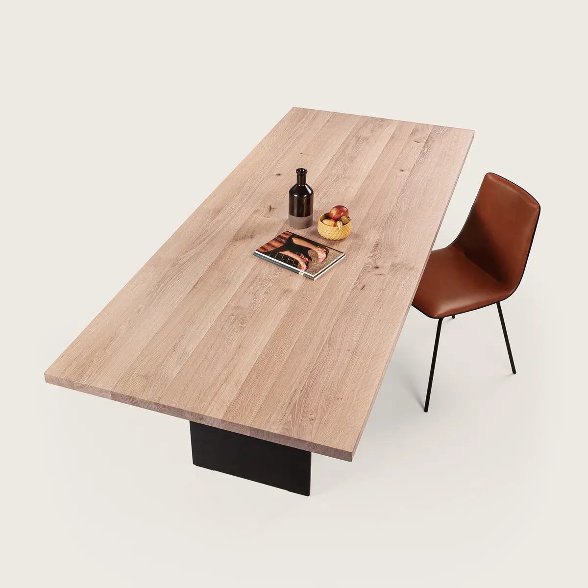 Janua | Sc 41 Table | White Smoked Oak Raw + Steel Bronze Glaze Base 300X110cm 1