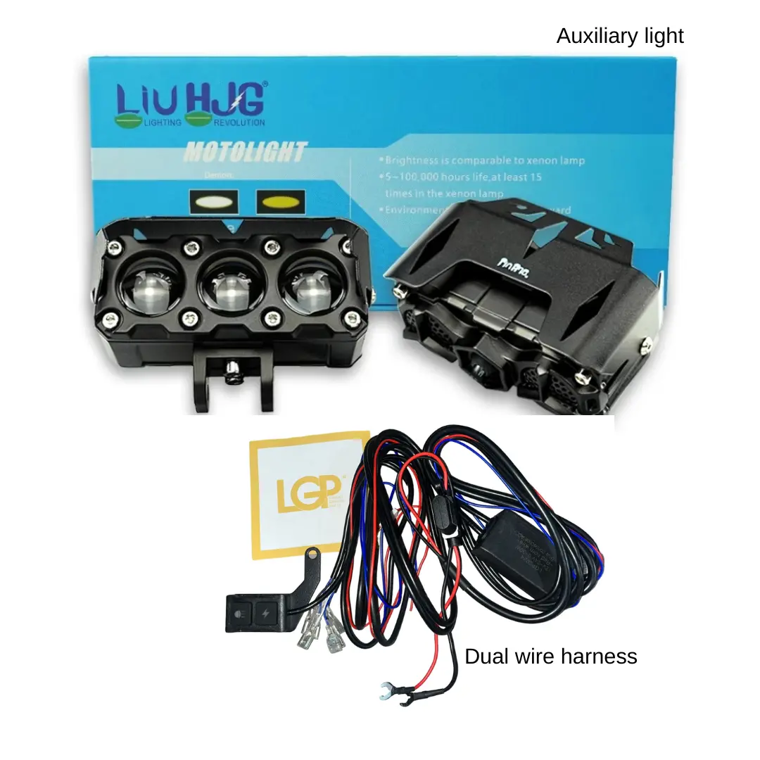 Liu Hjg Original Mega Drive 3 Lens With Premium Harness Dual Color Yellow/White Led Fog Lights (Set Of 2 ) - Combo 1