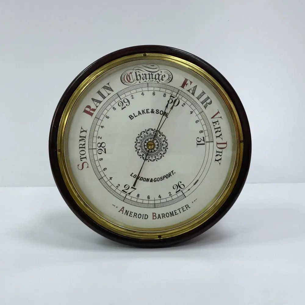 12" Dial Victorian Aneroid Barometer By Blake & Son Of London & Gosport 1