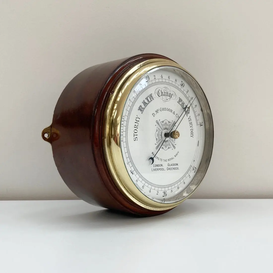 Large Late Victorian Drumhead Aneroid Barometer By D. Mcgregor & Co 1
