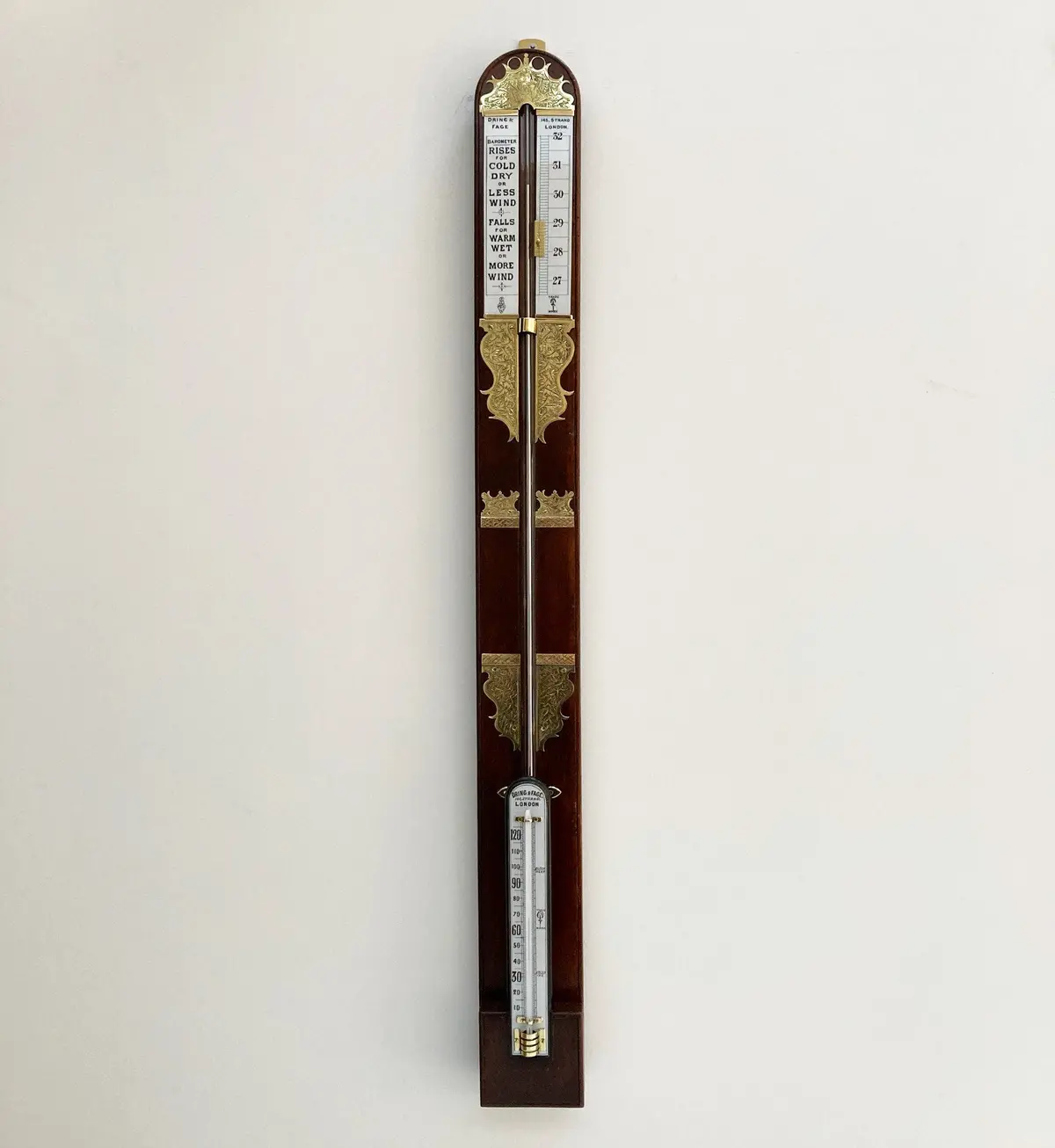 Late Victorian Stick Barometer By Dring & Fage Of London 1