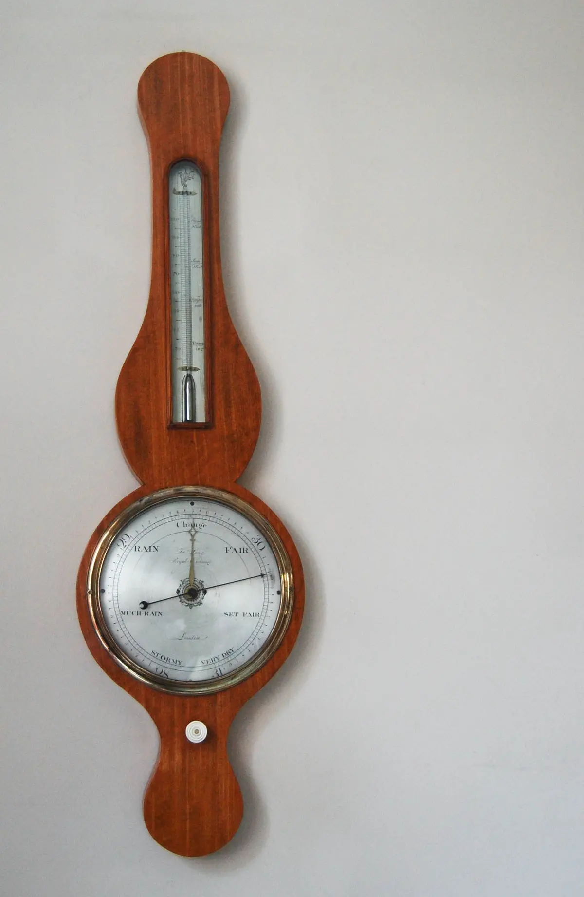 George Iii Period Satinwood Wheel Barometer By James Long, Royal Exchange, London. 1