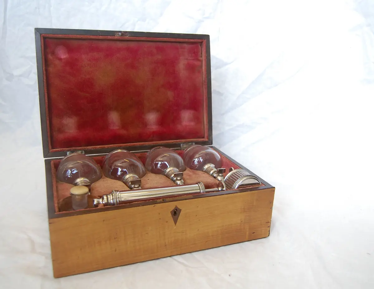 Late Nineteenth Century French Cased Medical Cupping Set 1