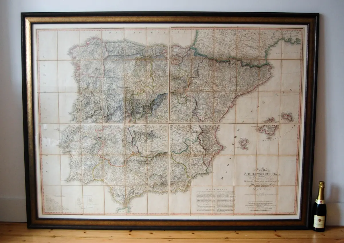 George Iii Period Four Part Military Map Of Spain & Portugal By William Faden London 1
