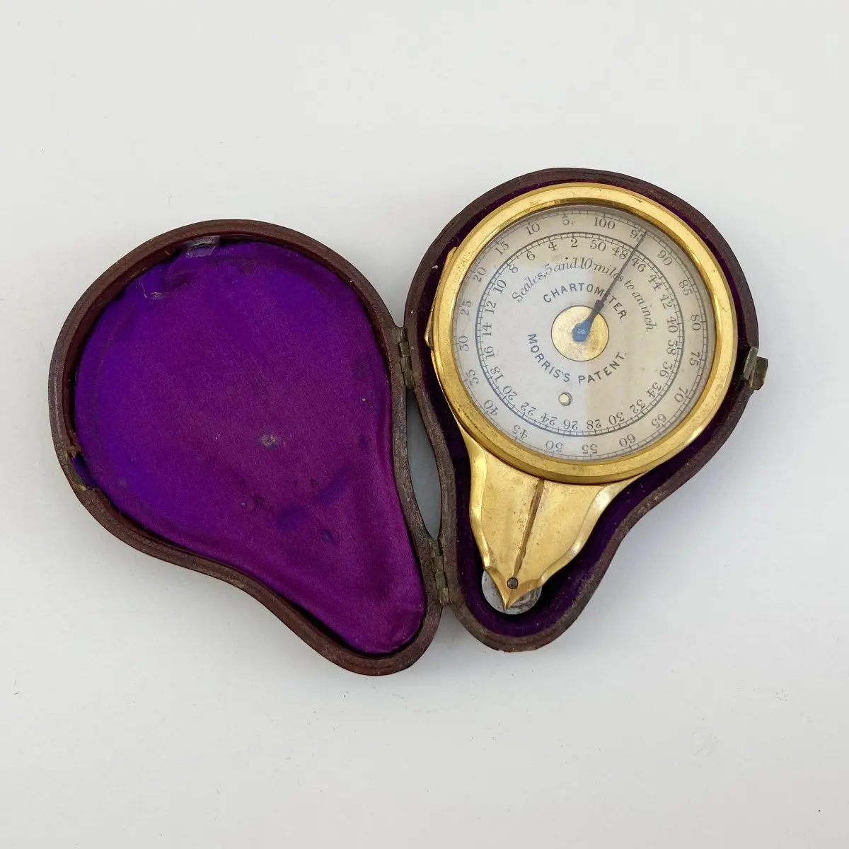 Mid Victorian Morris's Patent Chartometer With Original Card Scales And Leather Case 1