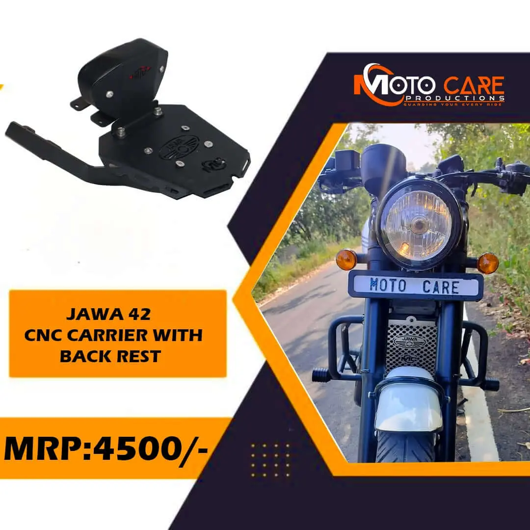 Moto Care Cnc Plate Carrier With Backrest For Jawa 42 1