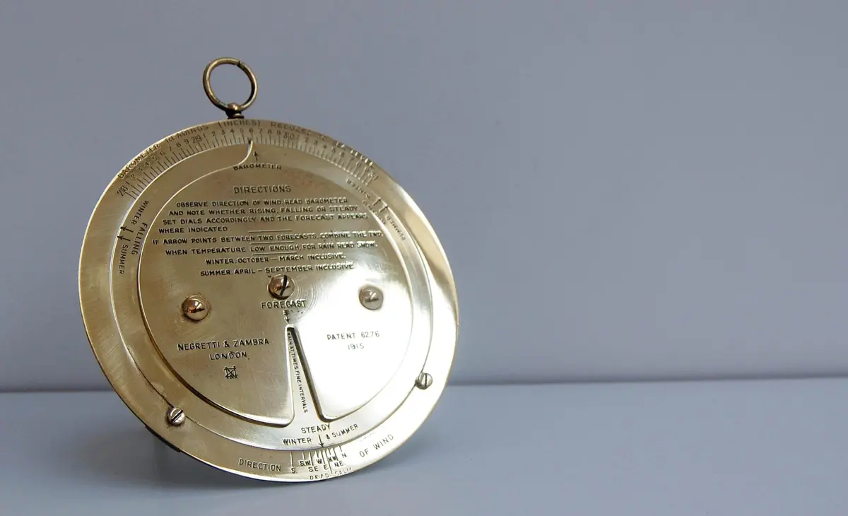 Early Twentieth Century Patent Brass Desk Weather Forecaster By Negretti & Zambra, London 1