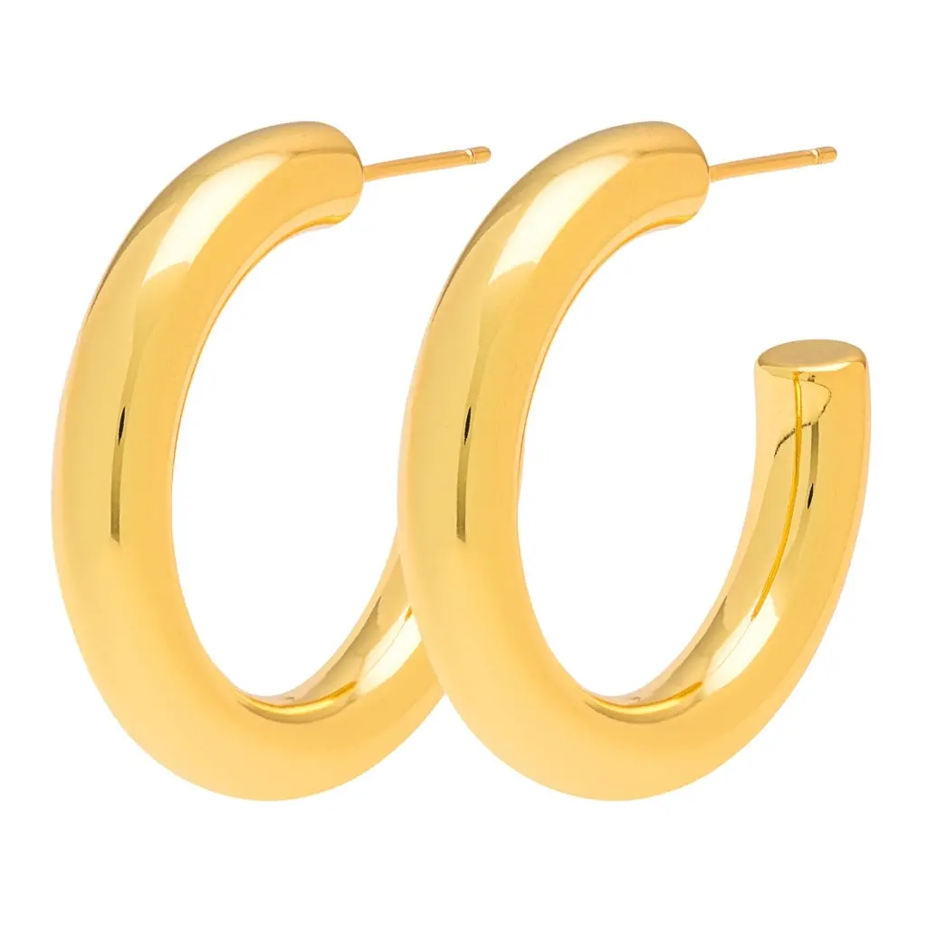 Non Hoops Chunky Medium Pair - Gold Plated 1