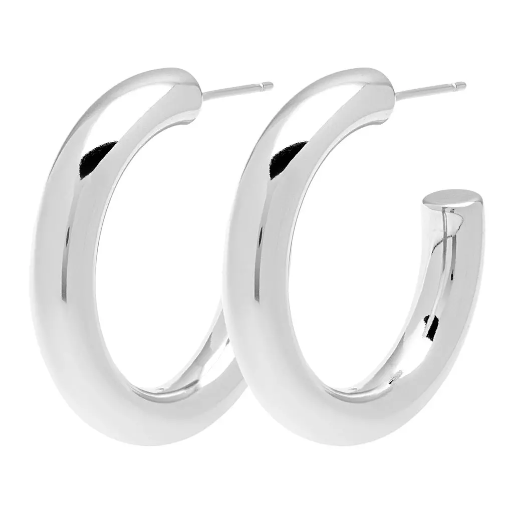 Non Hoops Chunky Medium Pair - Silver Plated 1