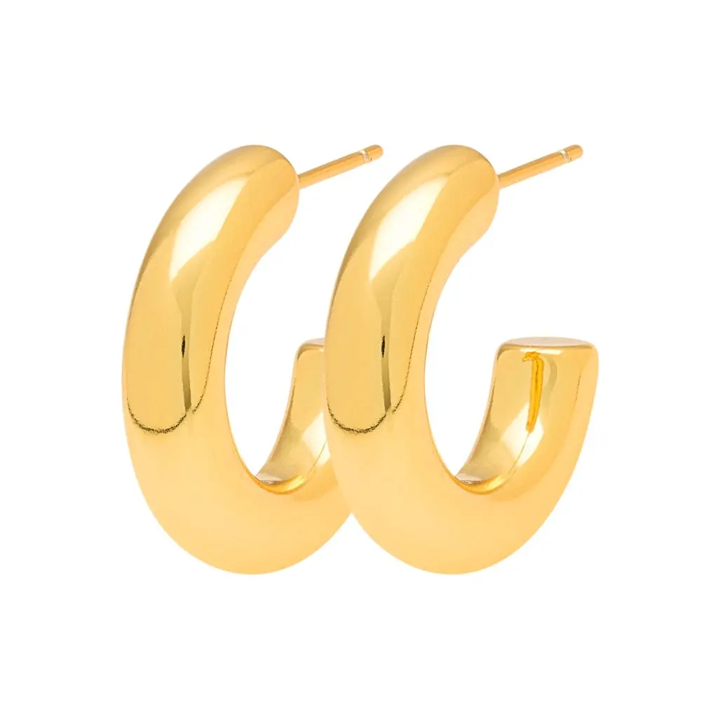 Non Hoops Chunky Small Pair - Gold Plated 1