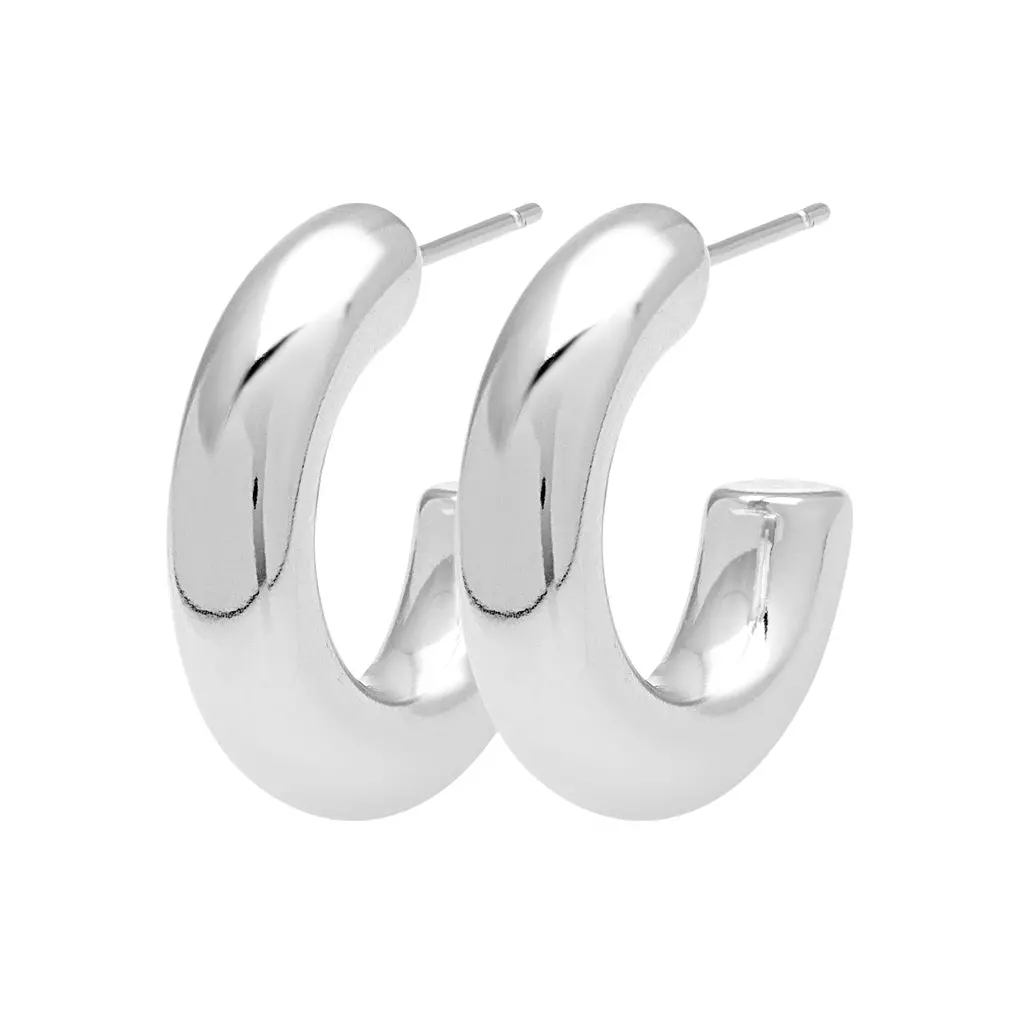 Non Hoops Chunky Small Pair - Silver Plated 1