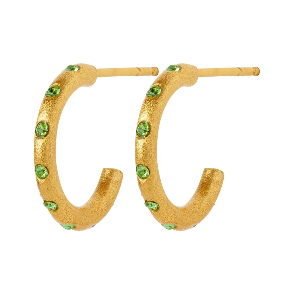 Omg Hoops Small Pair Gold Plated - Crystal Green 1