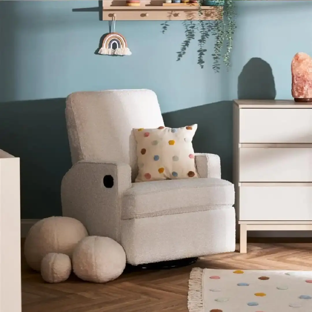 Obaby Madison Swivel Glider Recliner Chair – Bouclé Style 1