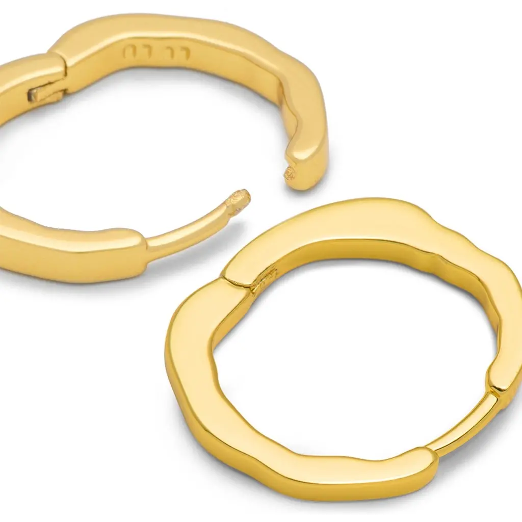 Organic Hoops Pair - Gold Plated 1