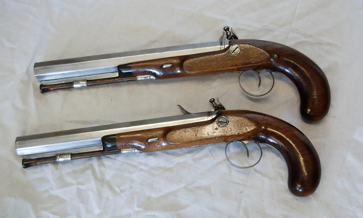 Pair Of Early Nineteenth Century Flintlock Duelling Pistols By Charles Moore London 2