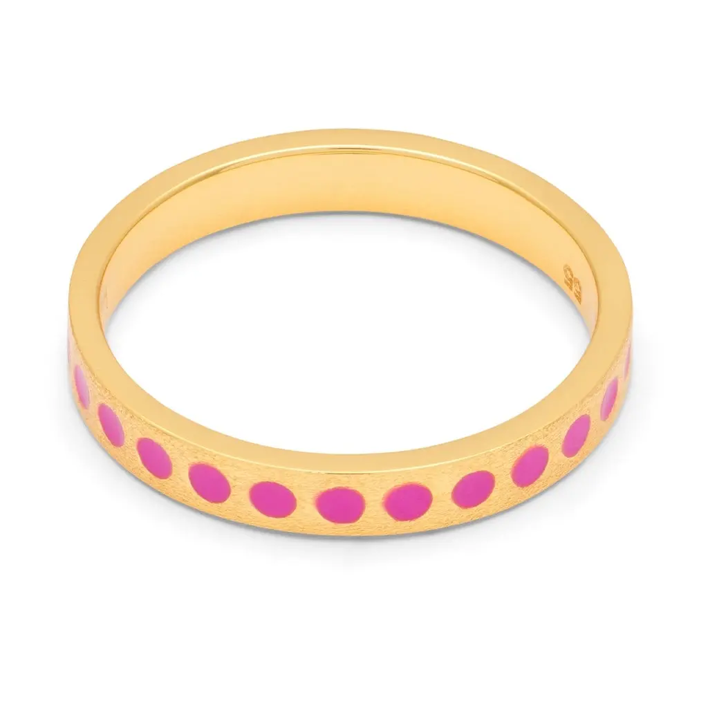 Pattern Ring Gold Plated - Electric Fuchsia Pink 1
