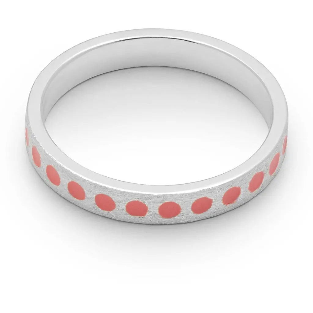 Pattern Ring Silver - Burnt Coral 1