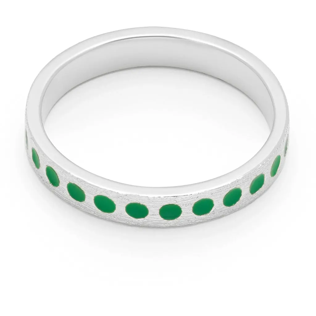 Pattern Ring Silver - Light Green 1