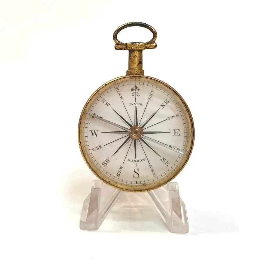 Early Nineteenth Century Gilt Pocket Compass By Robert Brettel Bate London 1