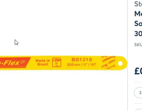 Starrett Bs121850, Bi-Metal High Speed Steel, Saw Blade, For Hacksaw, 300Mm Pack Qty X10 1
