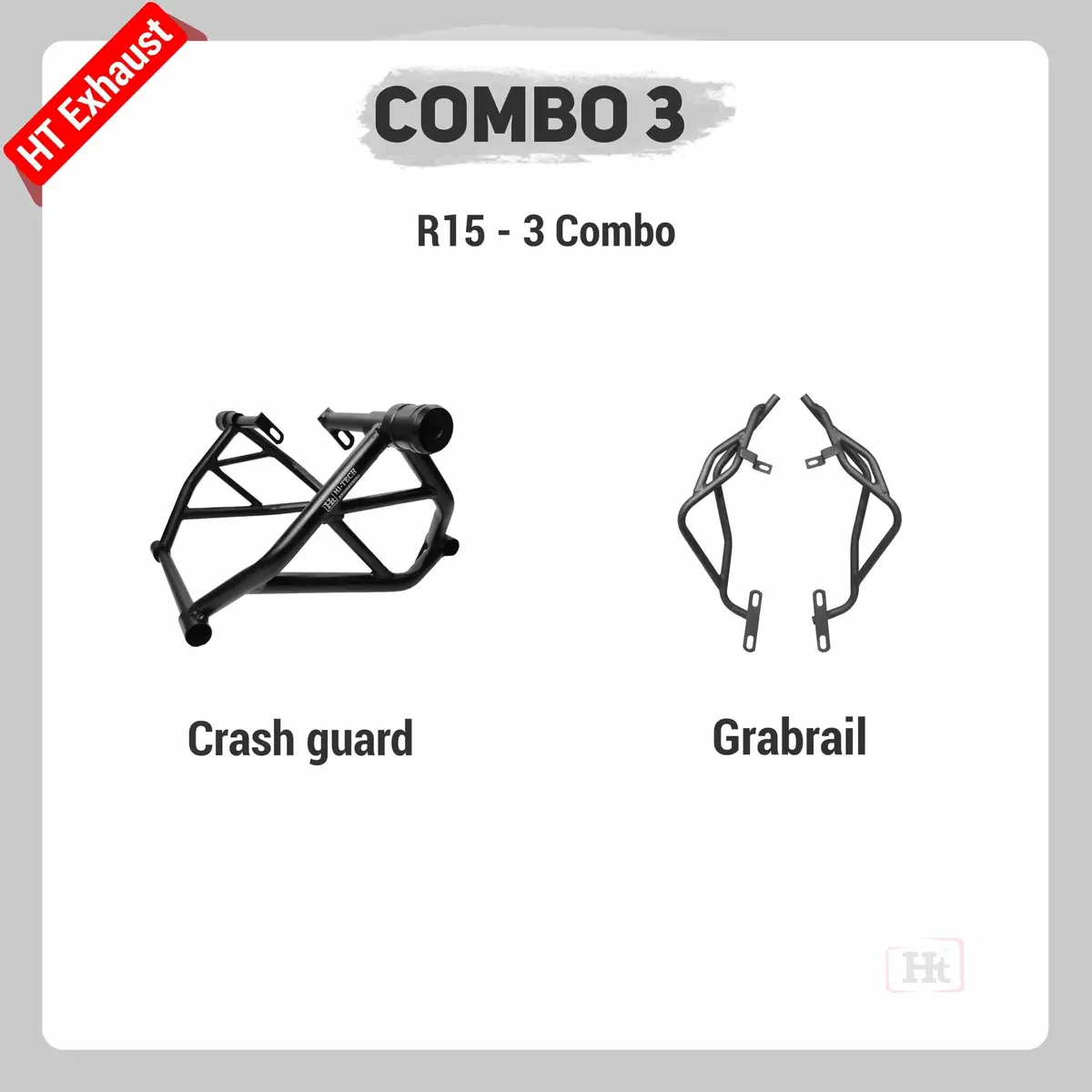 Combo 3 R15 V3 Crash Guard + Grab Rail – Ht Exhaust 1