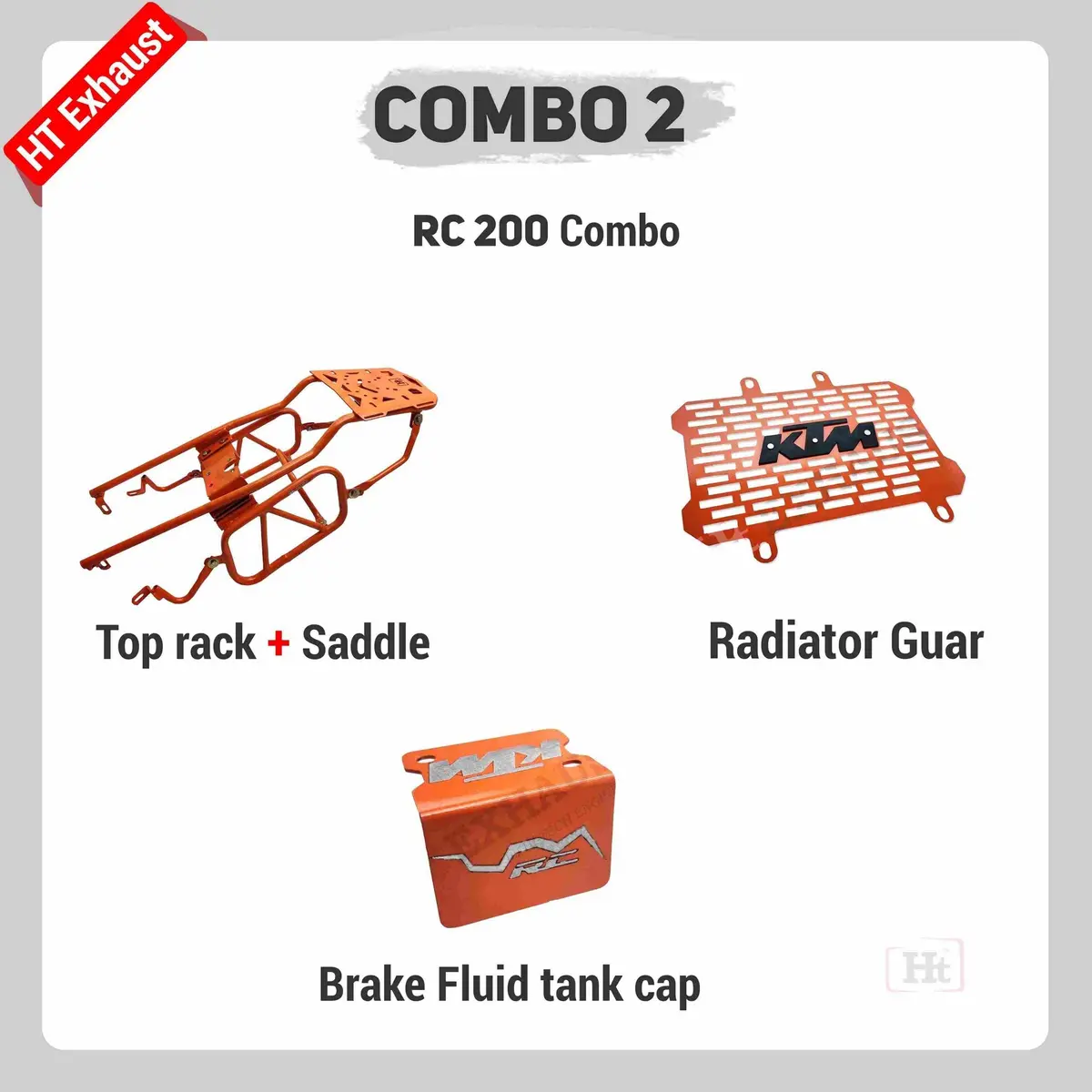 Combo 2 Rc200 Top Rack + Saddle Stay + Radiator Guard Brake Fluid Tank Cap – Ht Exhaust 1