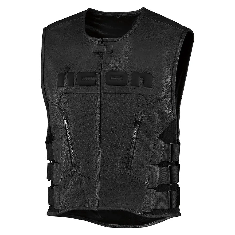 Icon Regulator D3o Mens Motorcycle Leather Vest - Black 1
