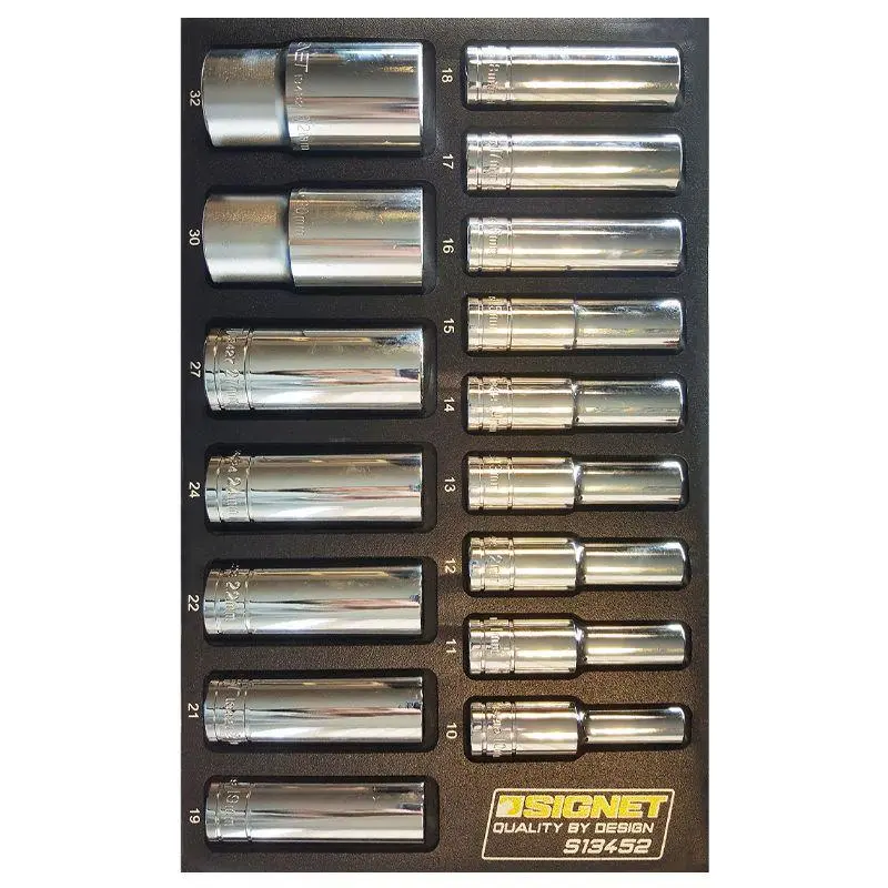 Signet 16Pcs 1/2Dr 6-Pt Deep Socket Set - In Eva 1