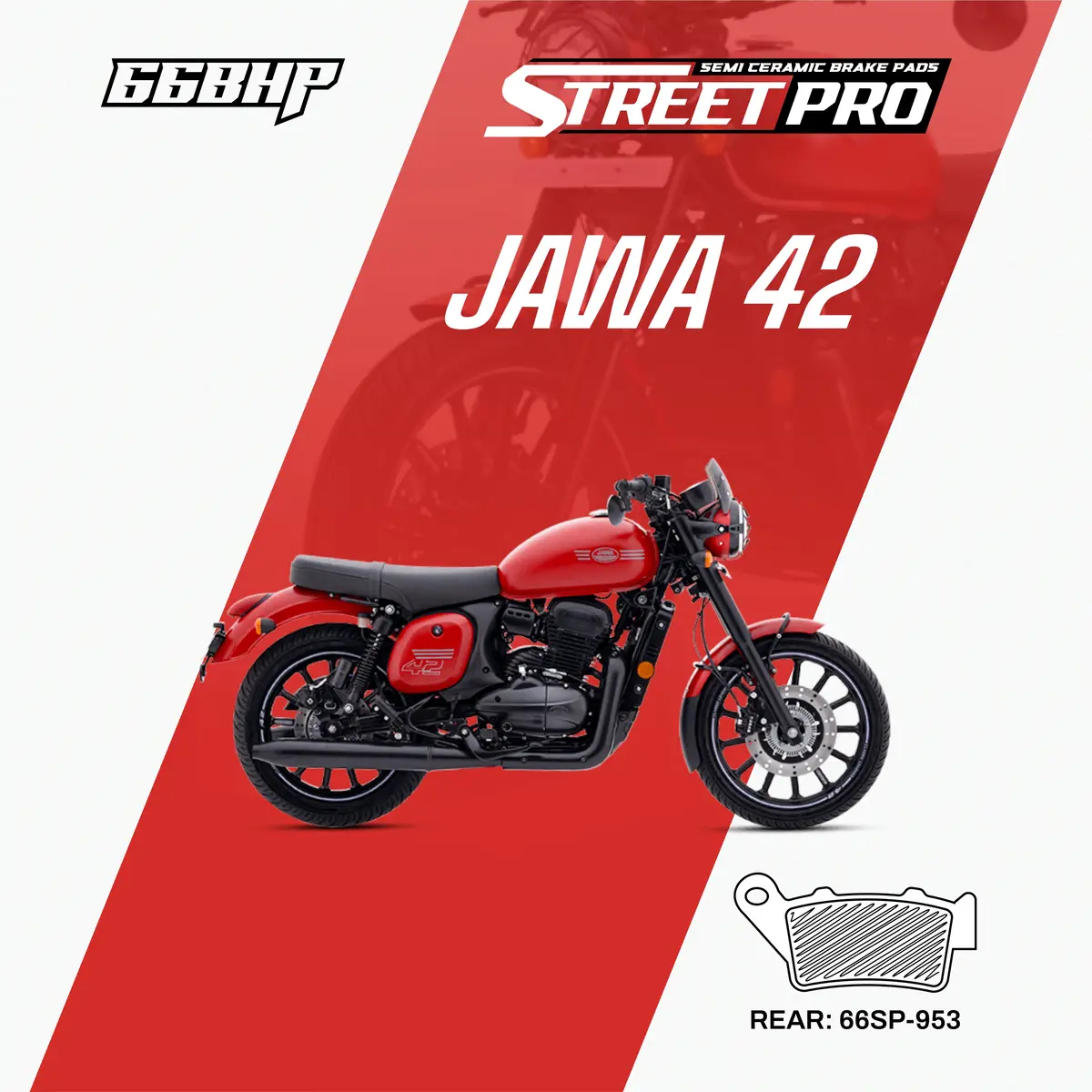 Jawa 42 66Bhp Street Pro Semi Ceramic Rear Brake Pad 1