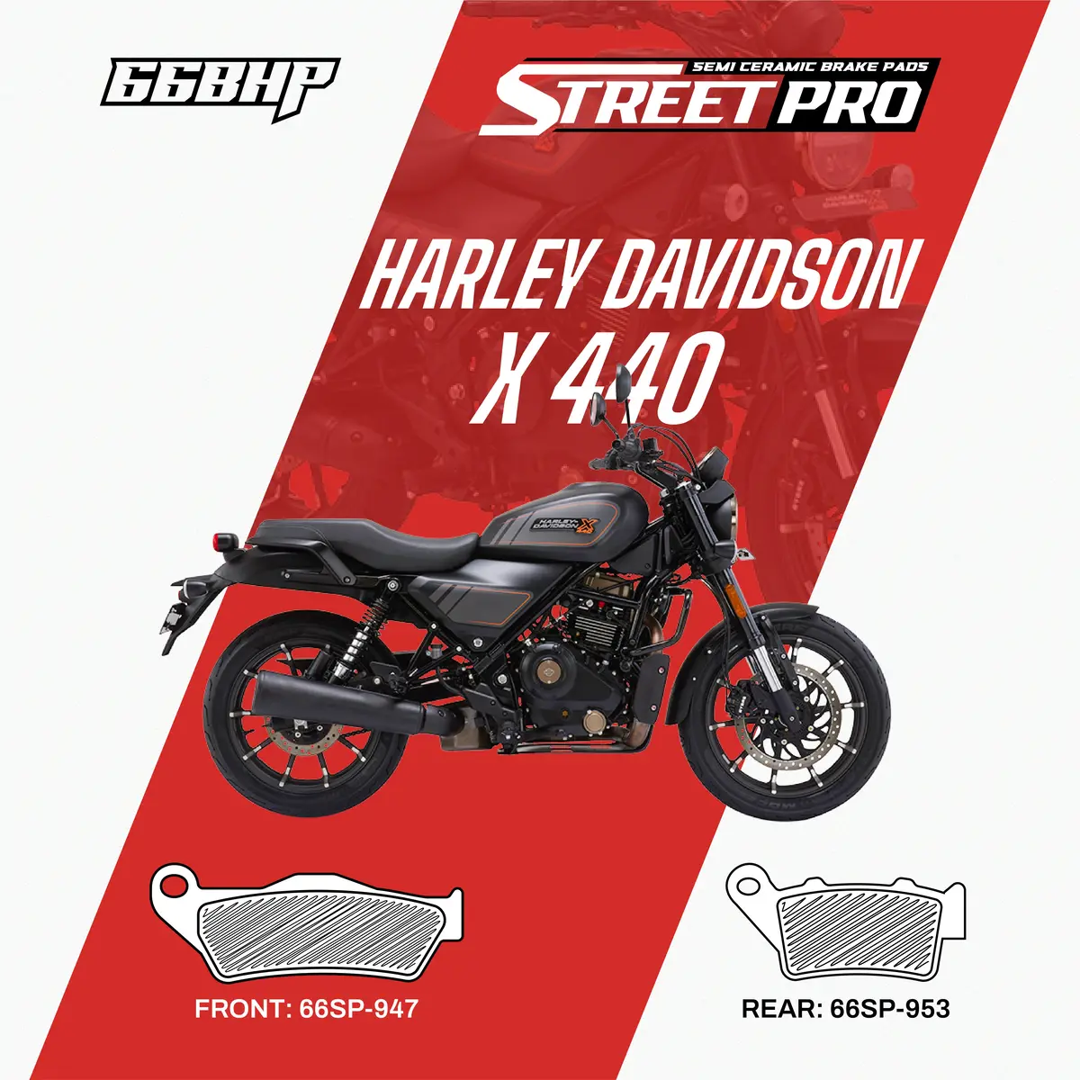 Harley Davidson 440X 66Bhp Street Pro Semi Ceramic Brake Pads 1