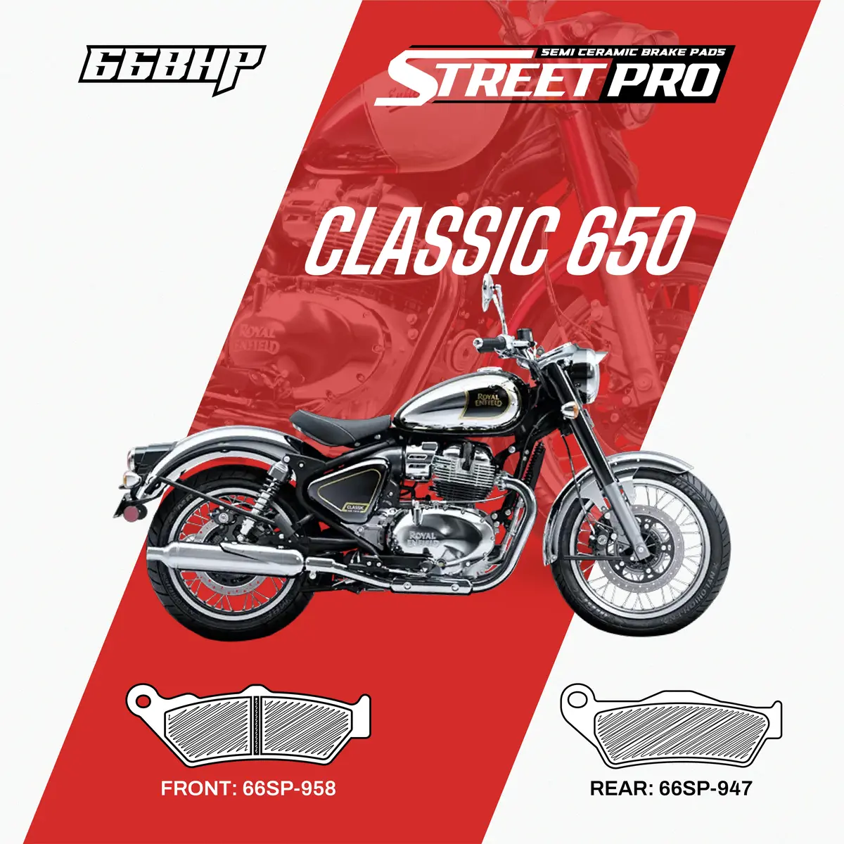 Royal Enfield Classic 650 Street Pro Semi Ceramic Brake Pads 1