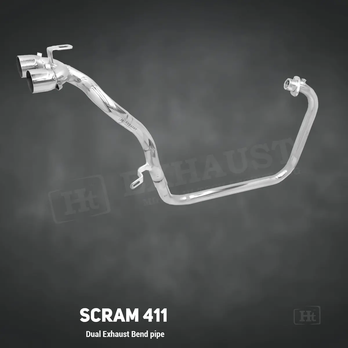 Dual Exhaust System – For Scram 411 / Ht Exhaust – Full Bend With Dual Exhaust – Stainless Steel – Sb 641 1