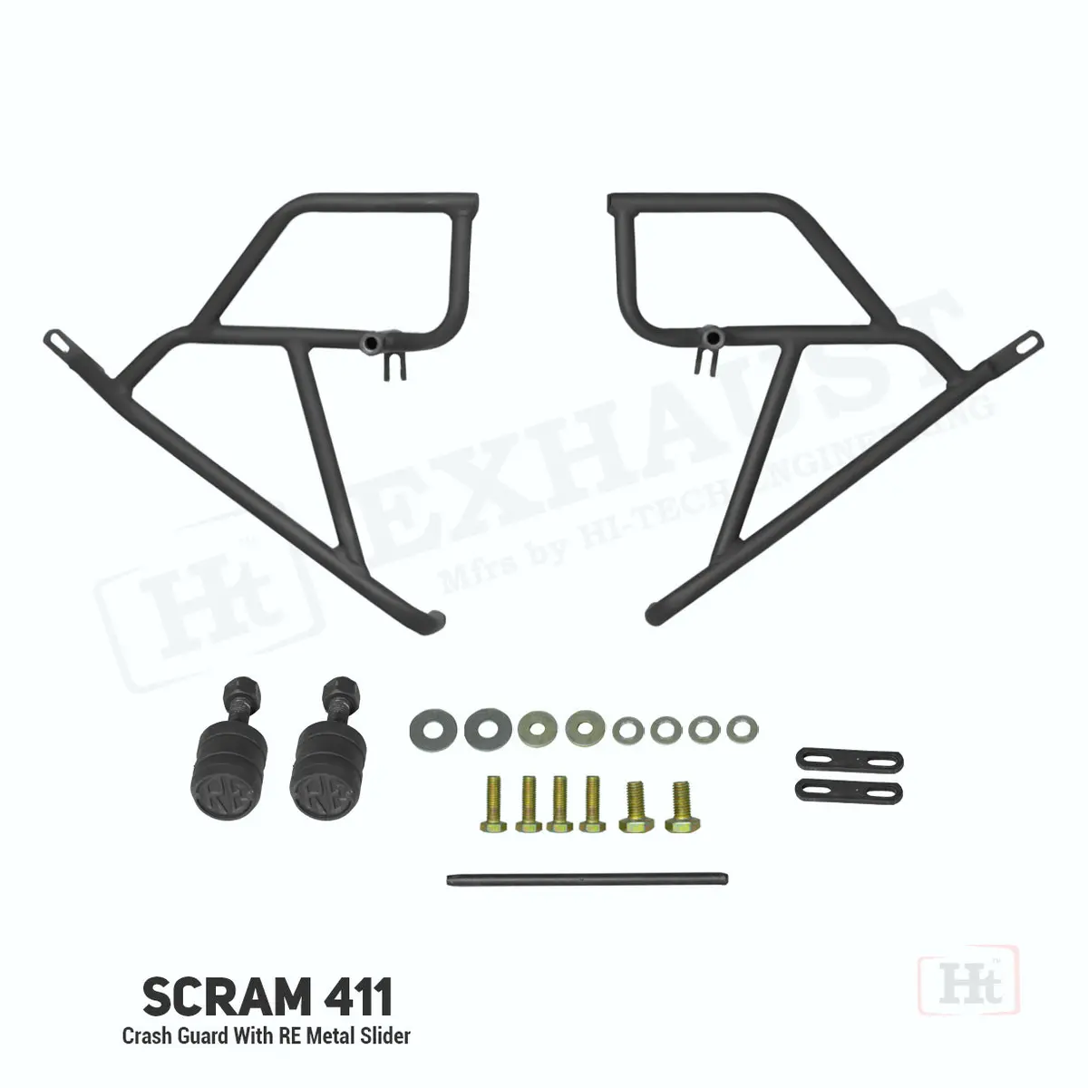 Scram 411 Crash Guard With Re Metal Slider – Suits All Scram 411 Variant – Sb 598 – Ht Exhaust 1