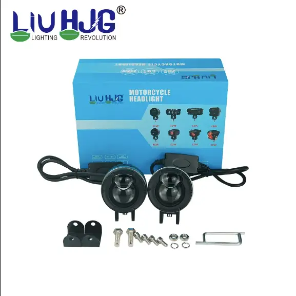 Liu Hjg 124 P49 Dual Lens 120W New Model With Power Adaptor Foglight Ultra Wide Dual Intensity Led Driving Fog Lights White/Yellow (2*60W = 120W Total) Universal For All Cars & Bikes 1