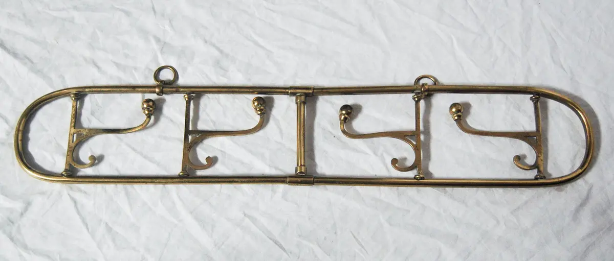 Victorian Brass Campaign Hanging Rack Or Portable Coat Hooks 1