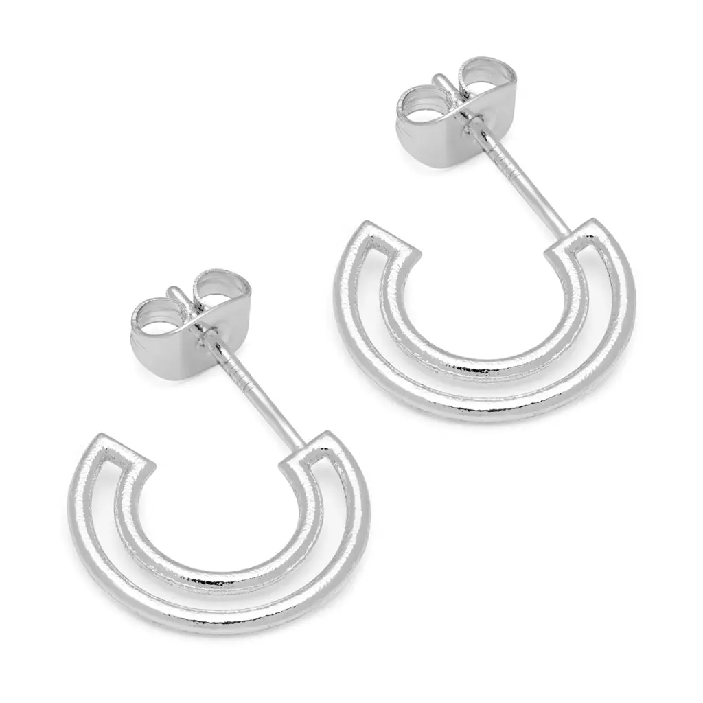 Shape Hoops Pair - Silver Plated 1