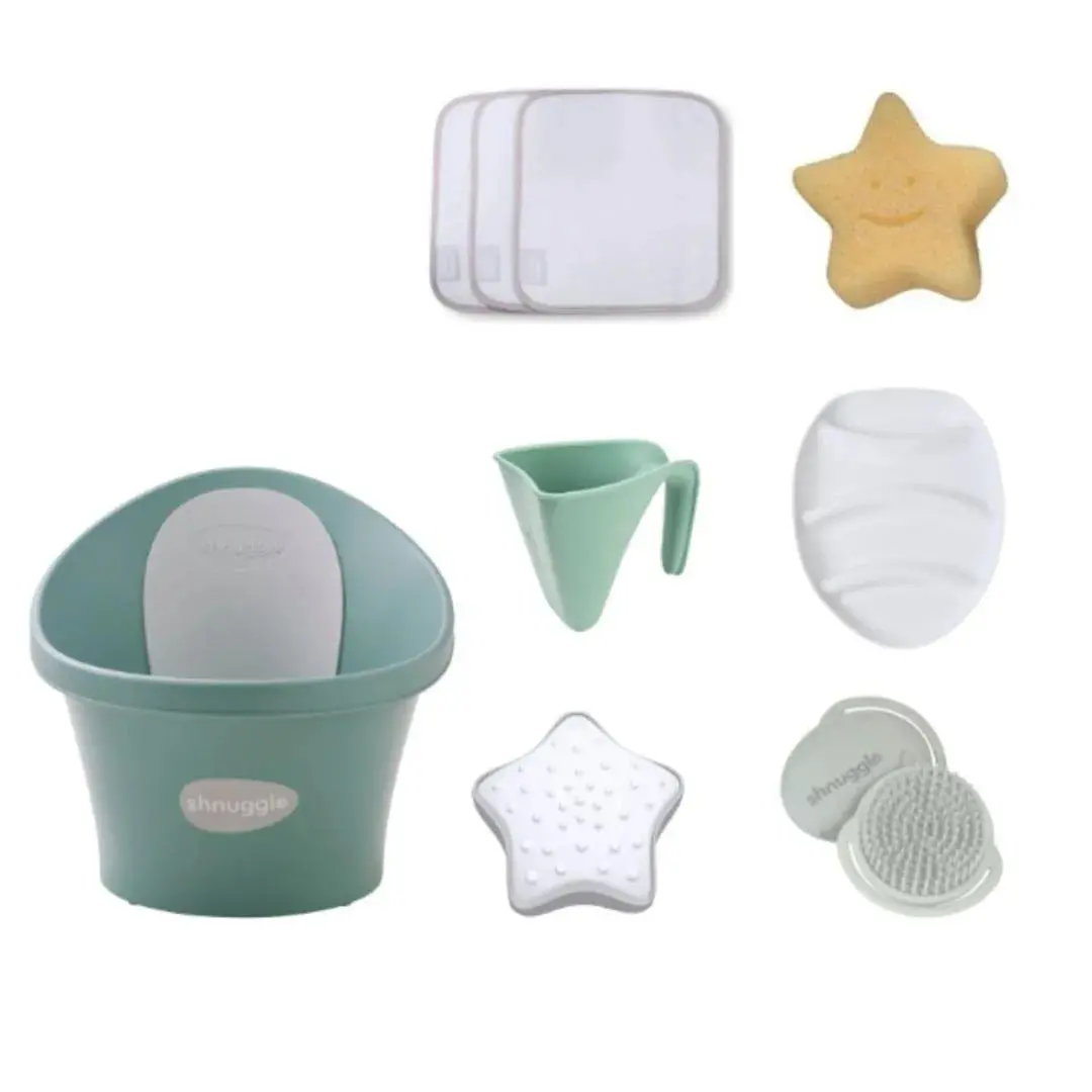 Shnuggle Baby Bath Essentials Bundle - Eucalyptus 1