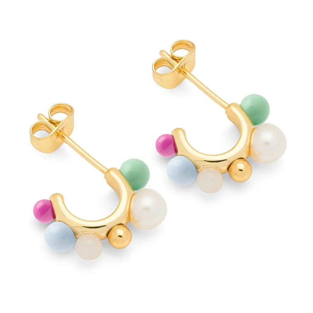 Space Hoops Pair Gold Plated - Skyride Blue 1