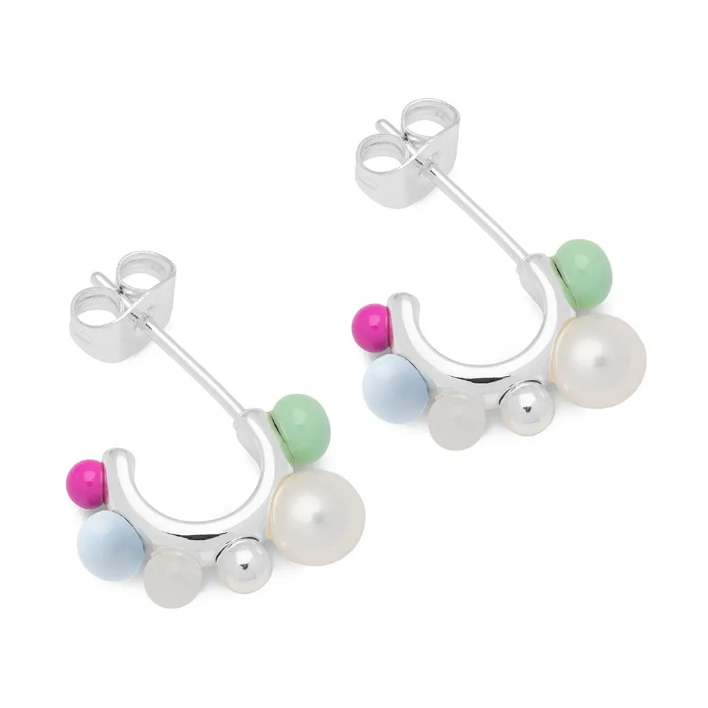 Space Hoops Pair Silver Plated - Skyride Blue 1