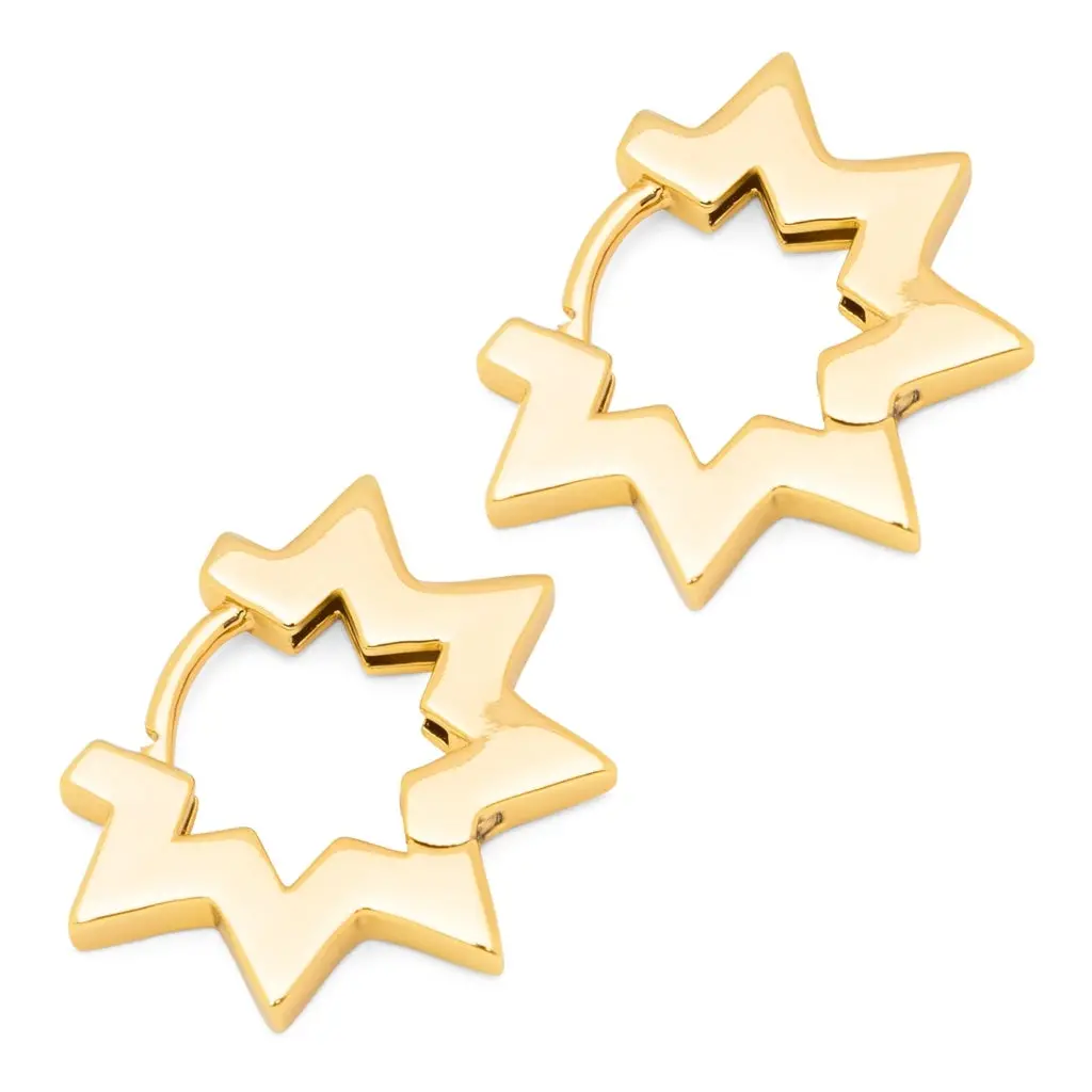 Star Hoops Pair - Gold Plated 1