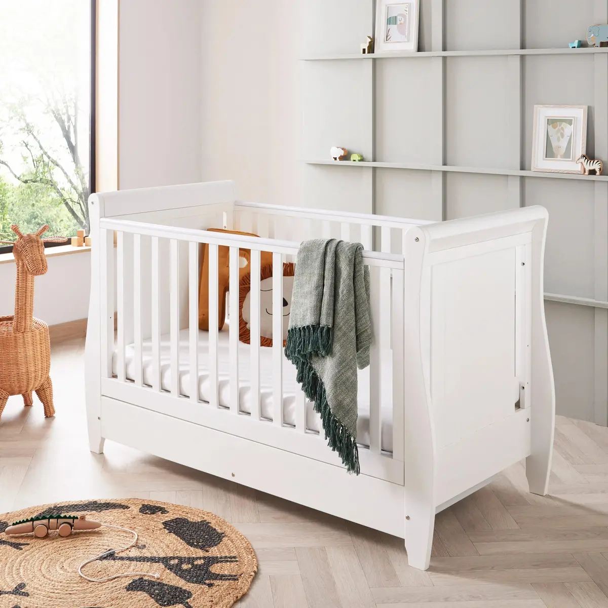Stella Sleigh Drop Side Cot Bed 1