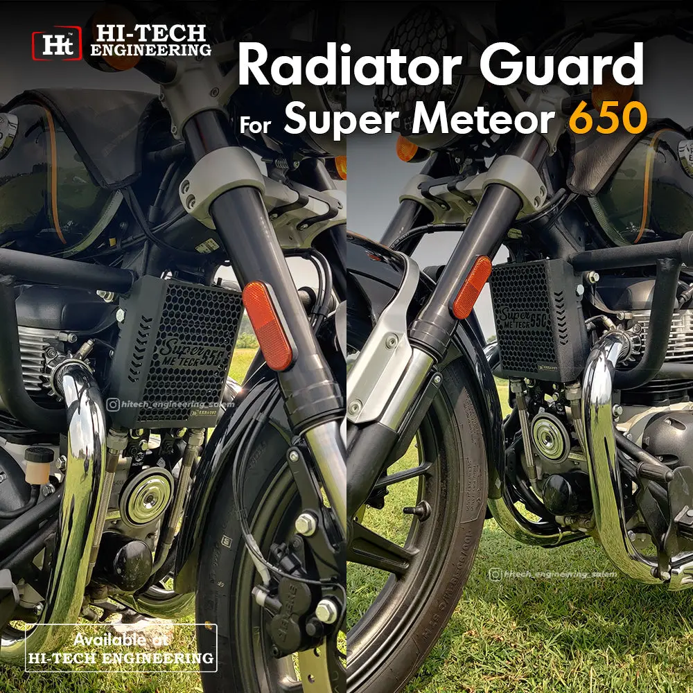 Super Meteor 650 Honey Comb Radiator Guard (Black Matt) – Rd 741 / Ht Exhaust 1