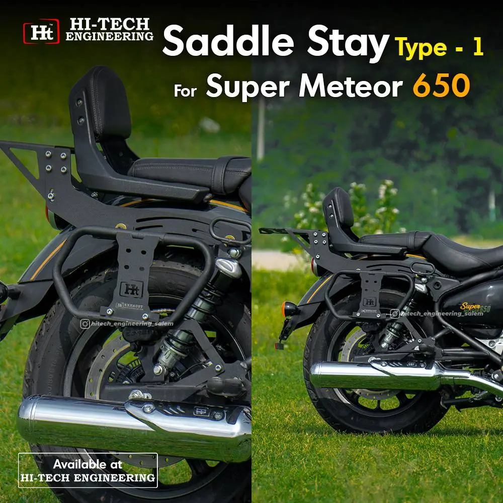 Super Meteor 650 Saddle Stay With Saddle Peg (Black Matt) – Resm 106 / Ht Exhaust 1